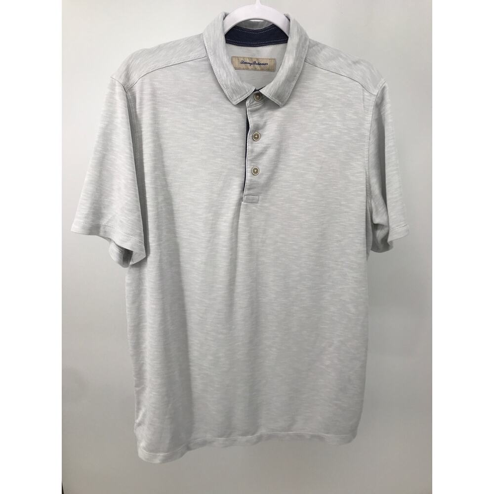 Tommy Bahama Mens Gray Short Sleeve Polo Shirt Size L